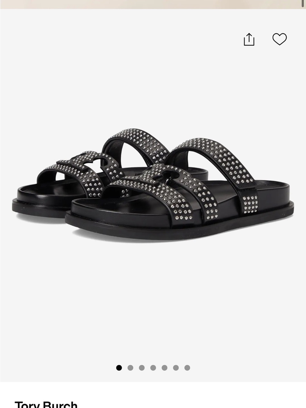 Tory Burch Black Studded Double-Strap Slide Sandals